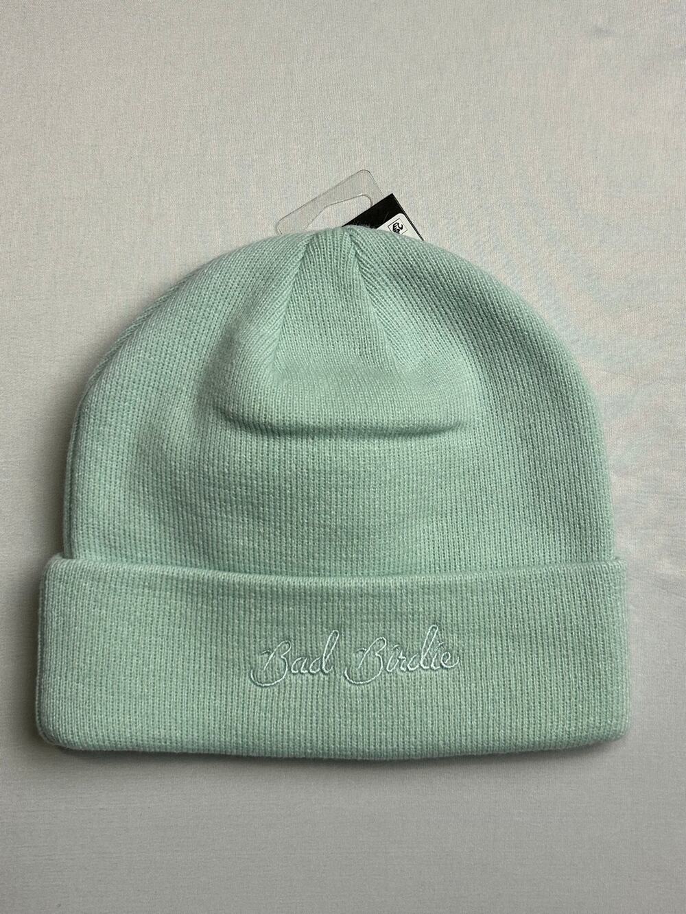 Bad Birdie Script Beanie Mint / $34 Retail!! / Brand New!!